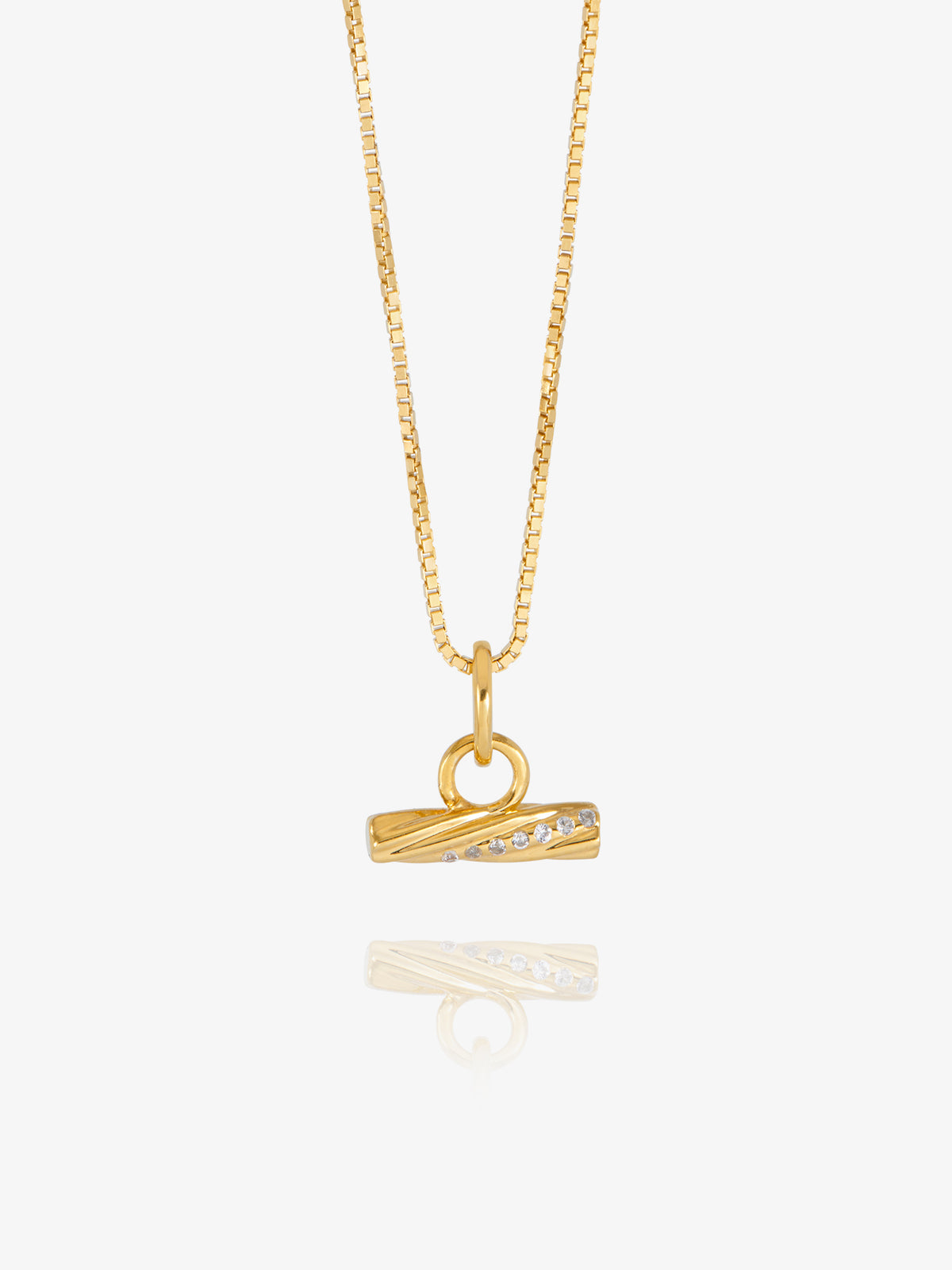 Mini White Sapphire Twisted T-Bar Necklace