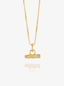 Mini White Sapphire Twisted T-Bar Necklace