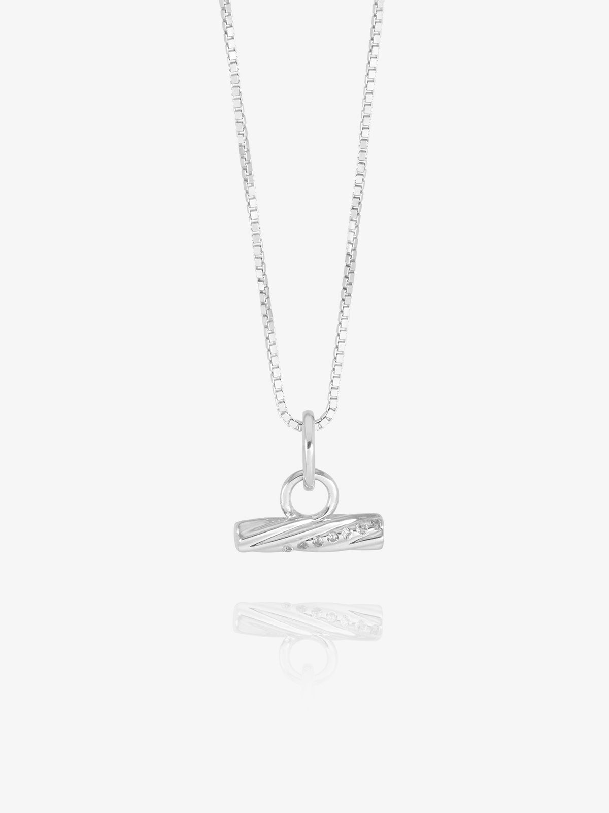 Mini White Sapphire Twisted T-Bar Necklace