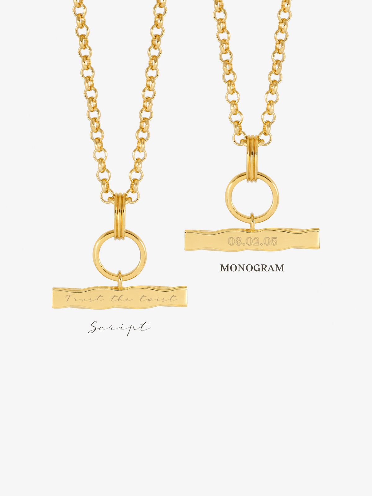 Chunky White Sapphire Twisted T-Bar Necklace