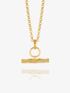 Chunky White Sapphire Twisted T-Bar Necklace