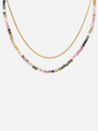 Tourmaline Gemstone and Serpentine Layered Necklace Set