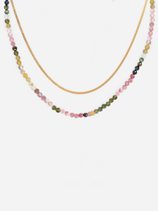Tourmaline Gemstone and Serpentine Layered Necklace Set