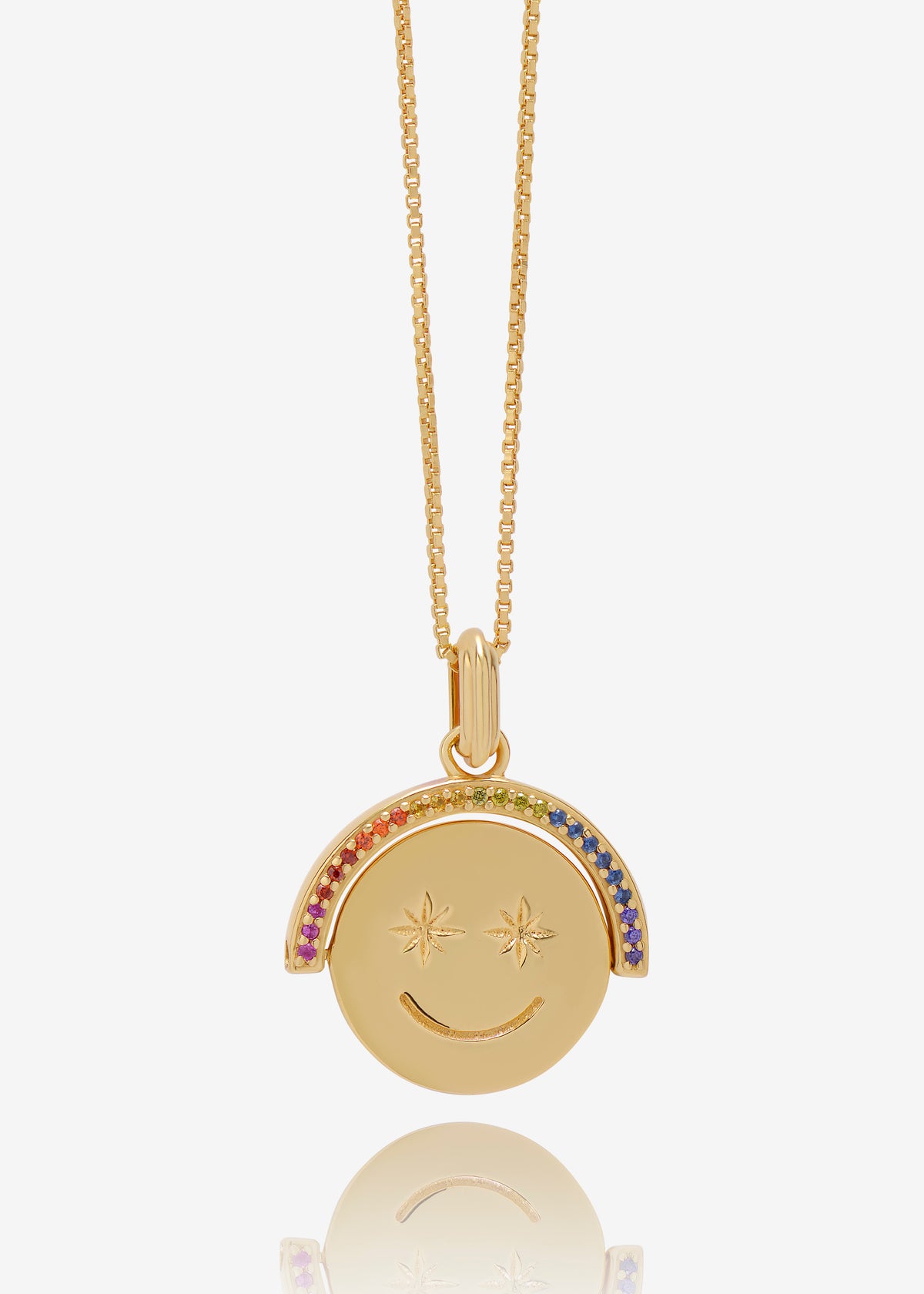 Rainbow Happy Face Spinning Necklace