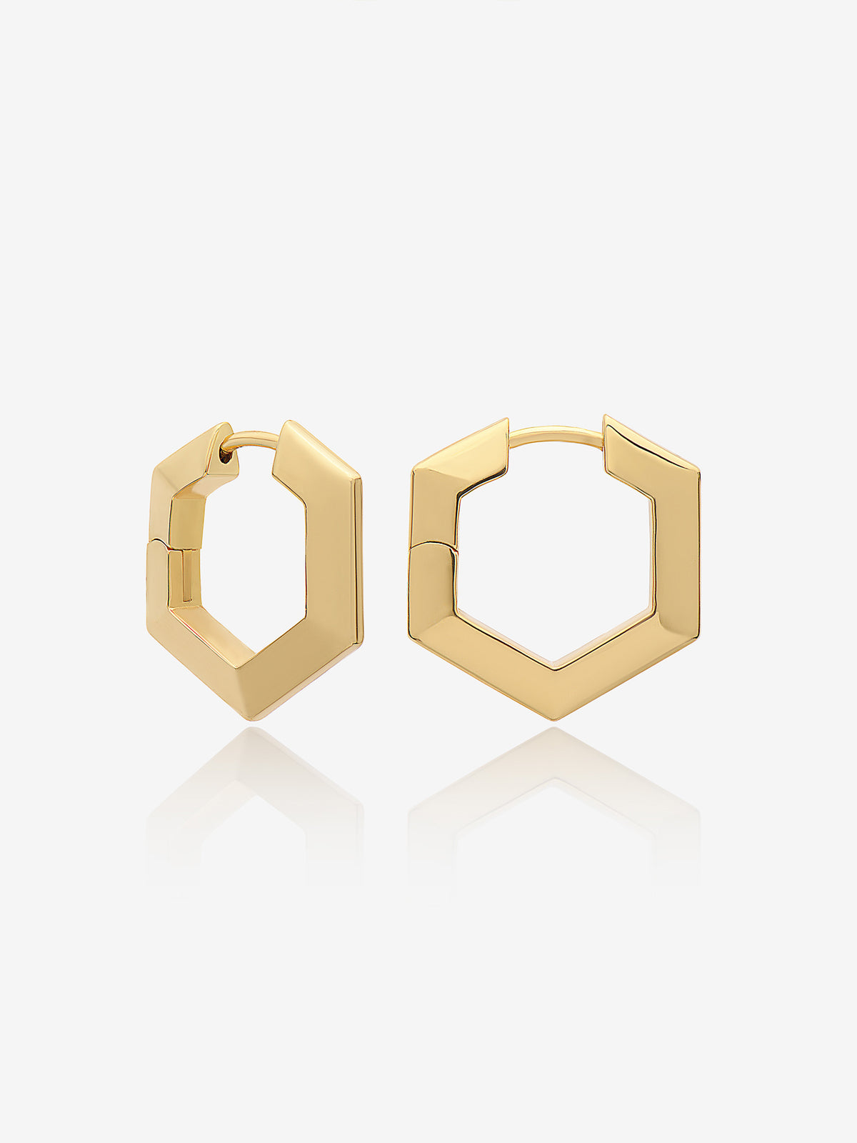 Medium Bevelled Hexagon Hoop Earrings