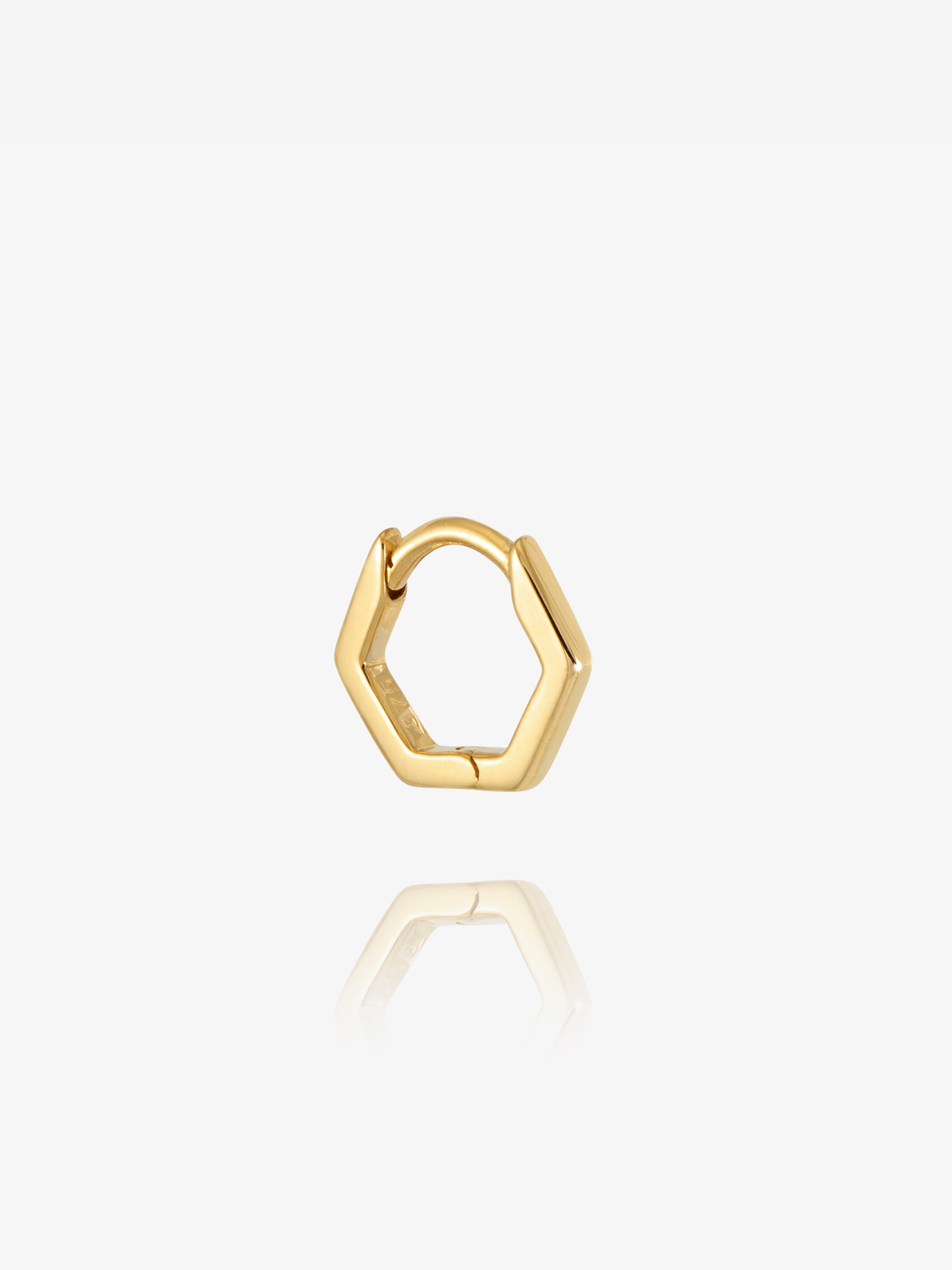Single Solid Gold Hexagon Huggie Hoop Earring