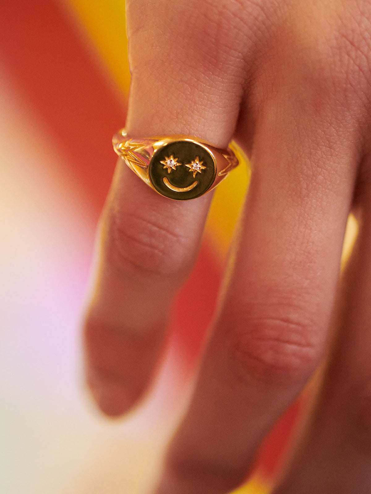 Happy Face Pinky Signet Ring