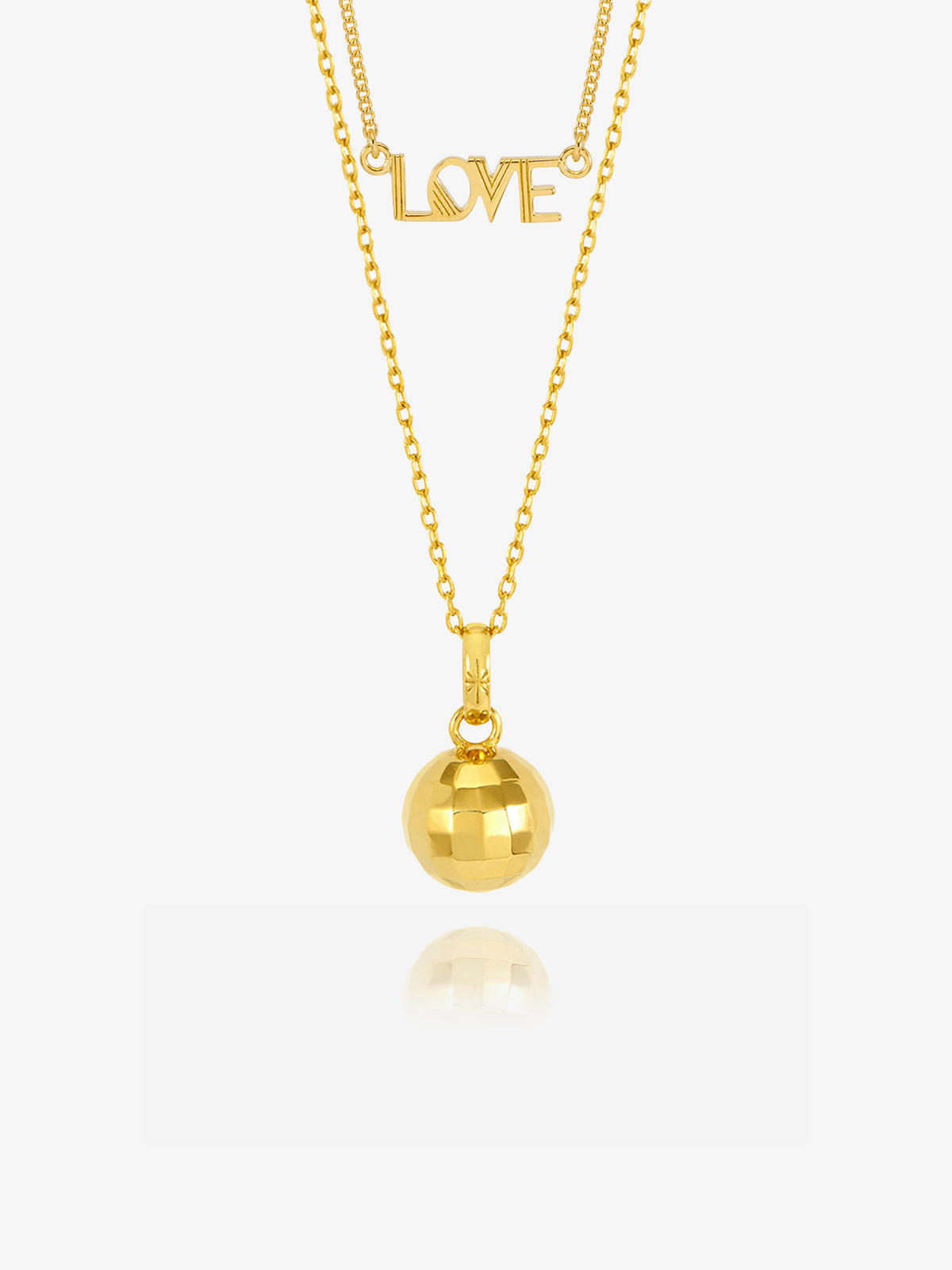 Choose Love Disco Ball and Mini Love Necklace Layered Set