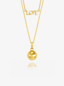 Choose Love Disco Ball and Mini Love Necklace Layered Set