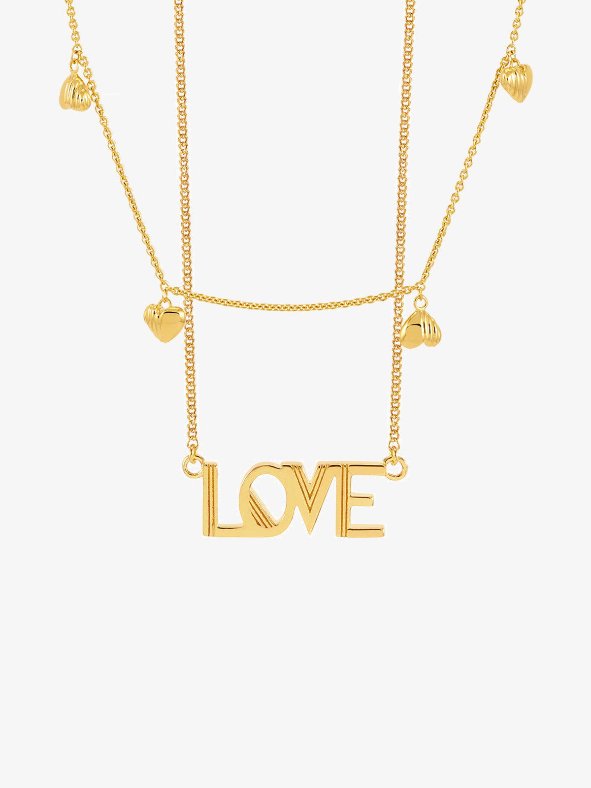 Art Deco Love and Deco Scattered Hearts Layered Necklace Set