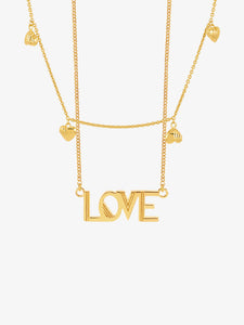 Art Deco Love and Deco Scattered Hearts Layered Necklace Set