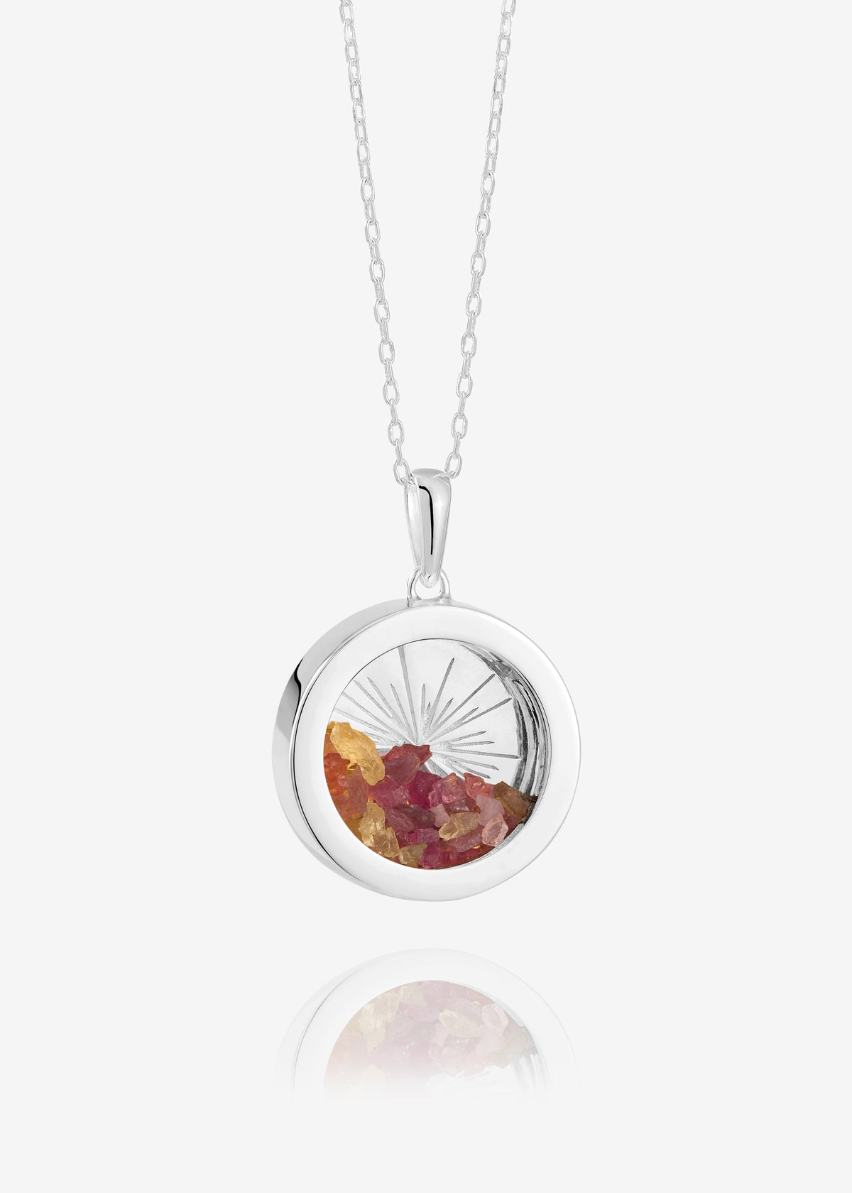 Medium Deco Sun Mixed Birthstone Amulet Necklace