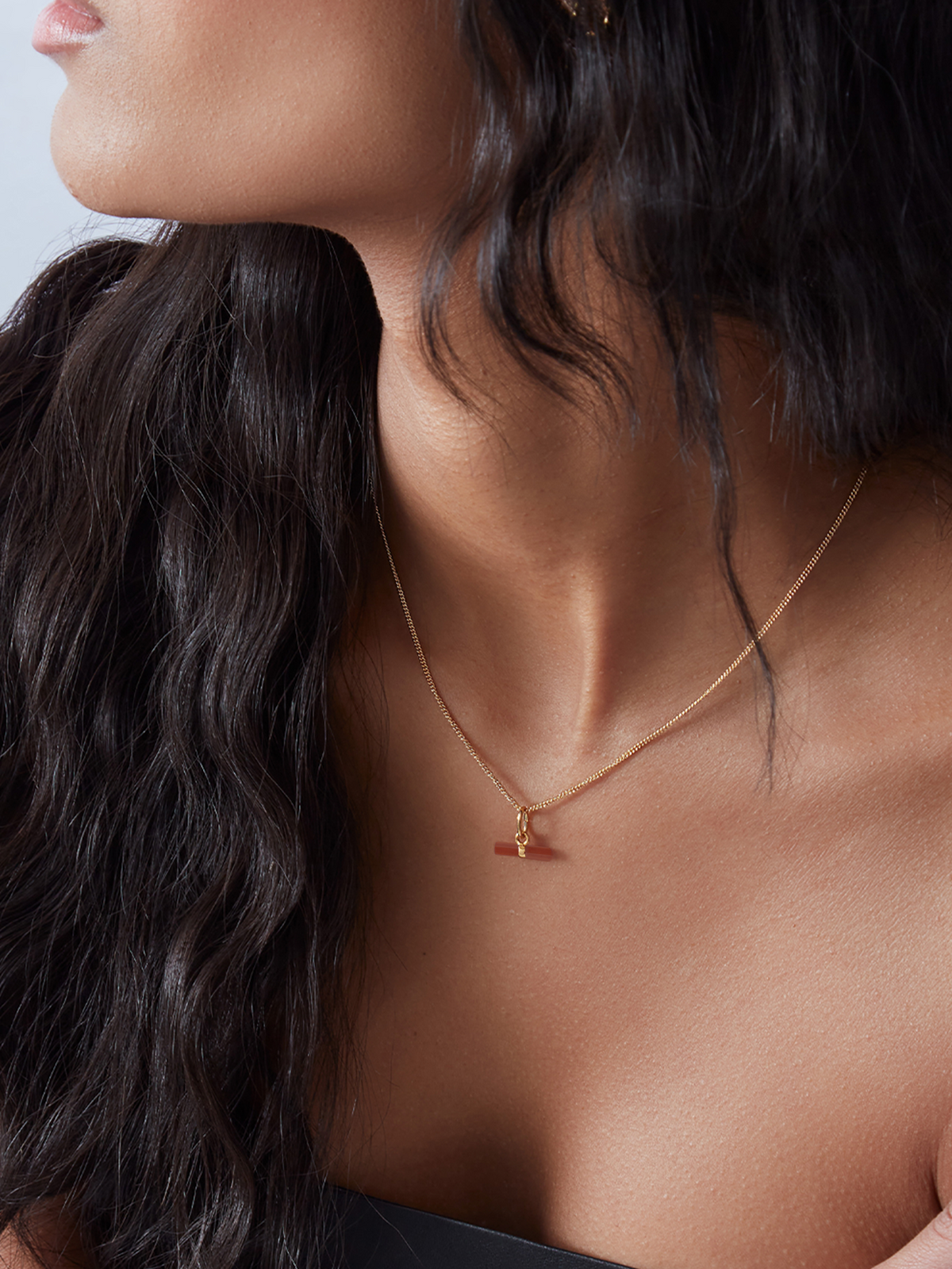 Mini Vitality Carnelian T-Bar Necklace