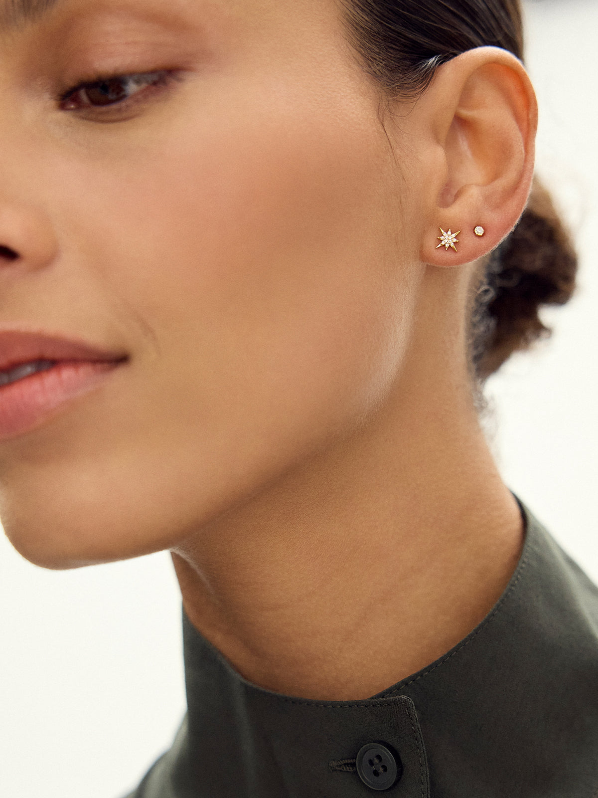 Hexagon and North Star Stud Earring Set