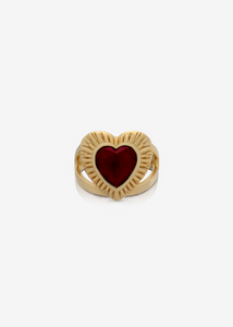 Electric Love Statement Garnet Heart Ring