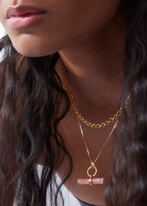 Styled Rose T-bar and Rock 'n' Rolo Chain Layered Necklace Set