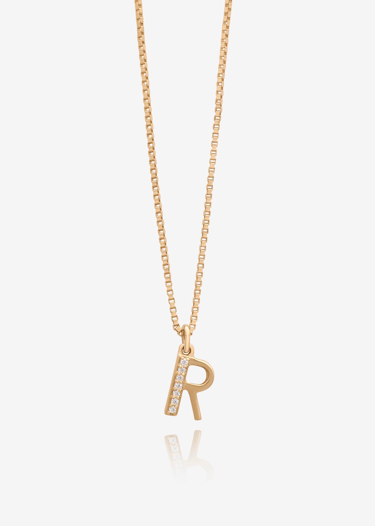 Solid Gold and Diamond Initial Necklace