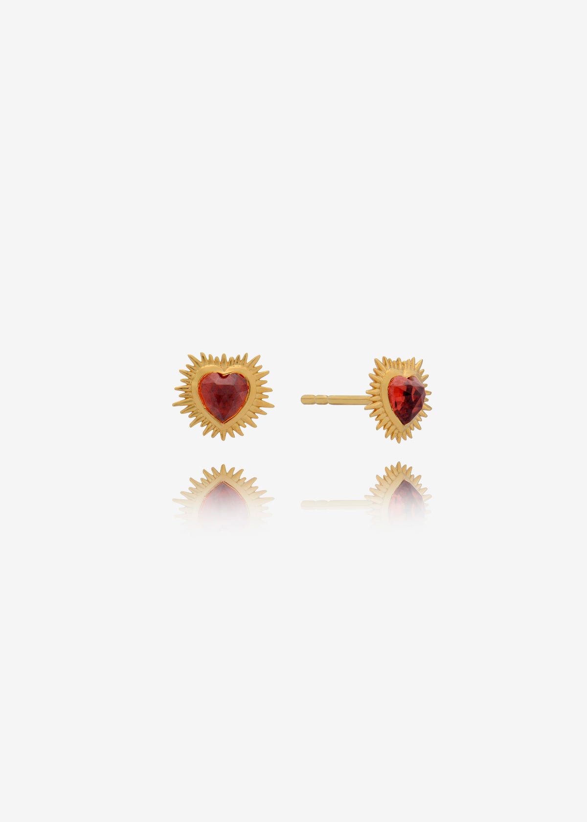 Electric Love Garnet Heart Stud Earrings