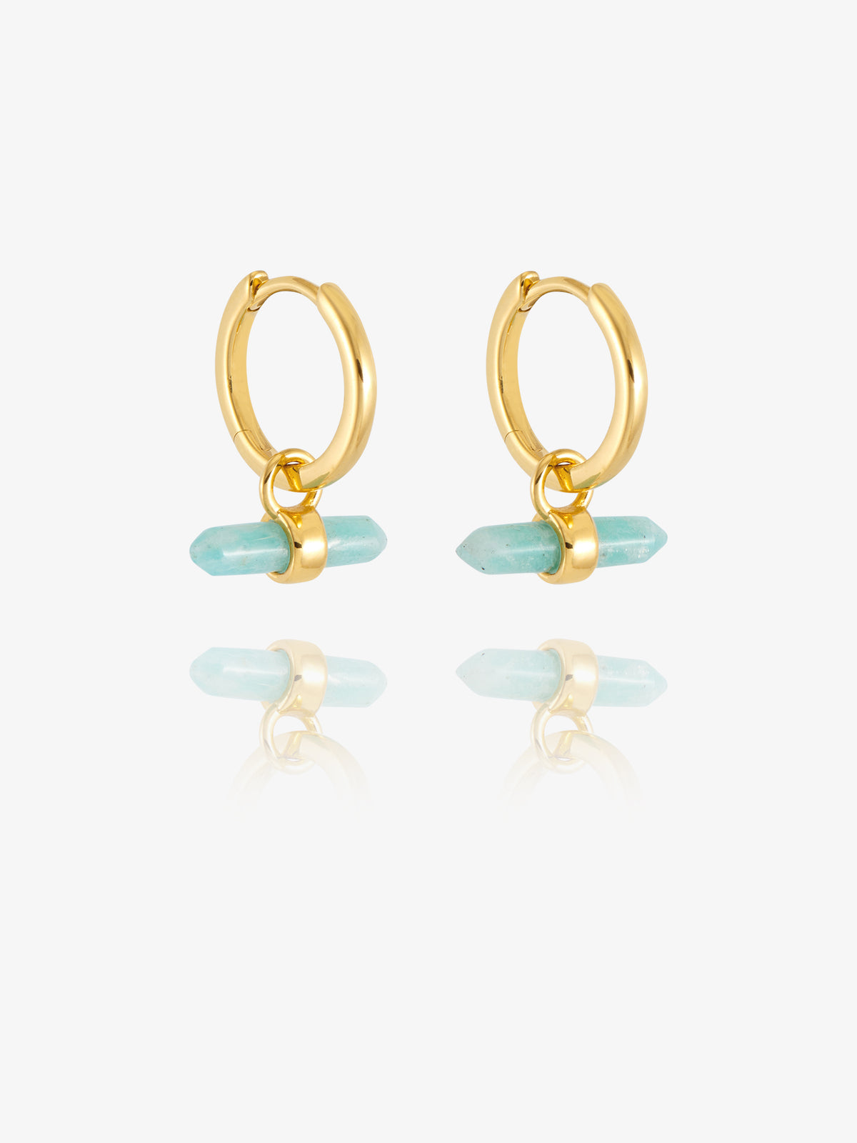 Tranquility Amazonite T-Bar Huggie Hoop Earrings