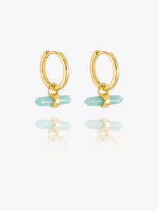 Tranquility Amazonite T-Bar Huggie Hoop Earrings