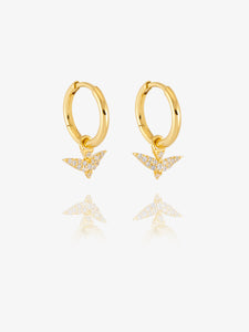 Dreamer Pave Bird Huggie Hoop Earrings