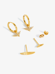 Dreamer Pave Bird Huggie Hoop and Asymmetrical Bird Stud Earring Set