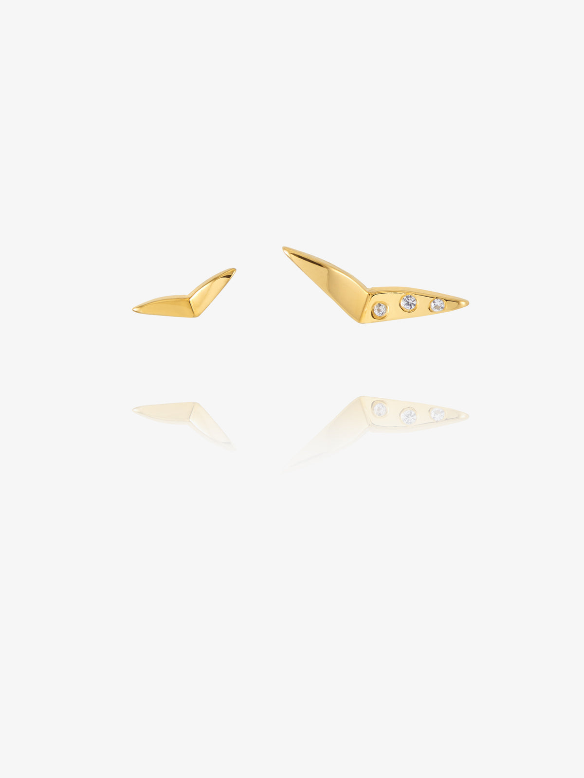 Dreamer Pave Bird Huggie Hoop and Asymmetrical Bird Stud Earring Set