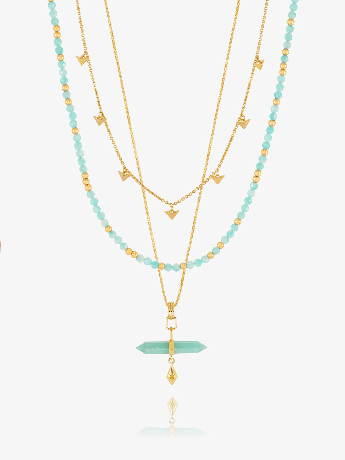 Tranquillity Amazonite T-Bar, Beads and Choker Layered Necklace Set