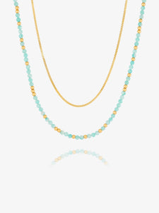 Tranquillity Amazonite Beaded and Serpentine Layered Necklace Set