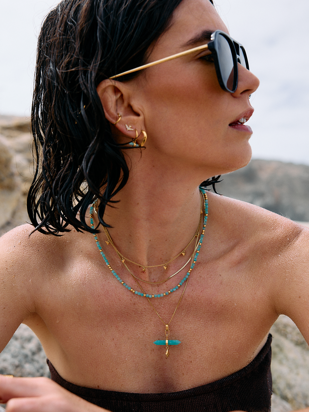 Tranquility Aquamarine Beaded Necklace