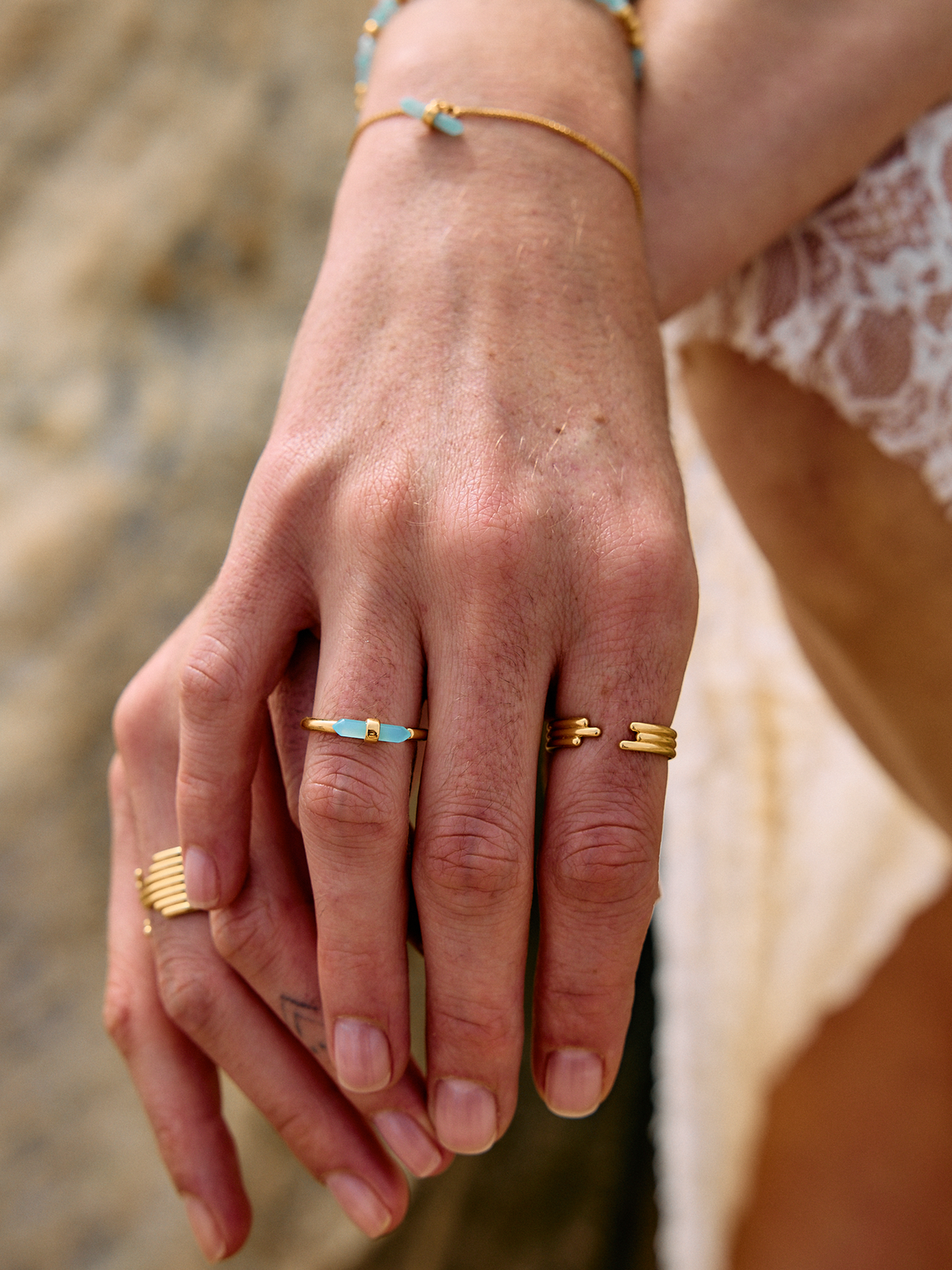 Tranquility Amazonite T-Bar Adjustable Ring