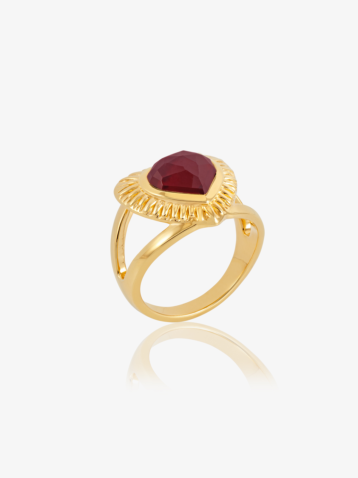 Electric Love Statement Garnet Heart Ring