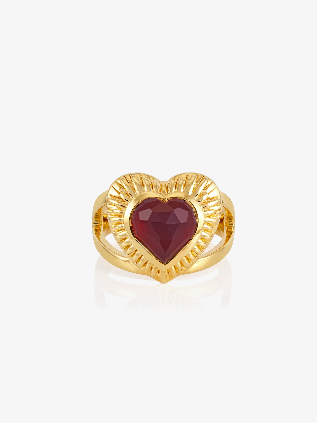Electric Love Statement Garnet Heart Ring
