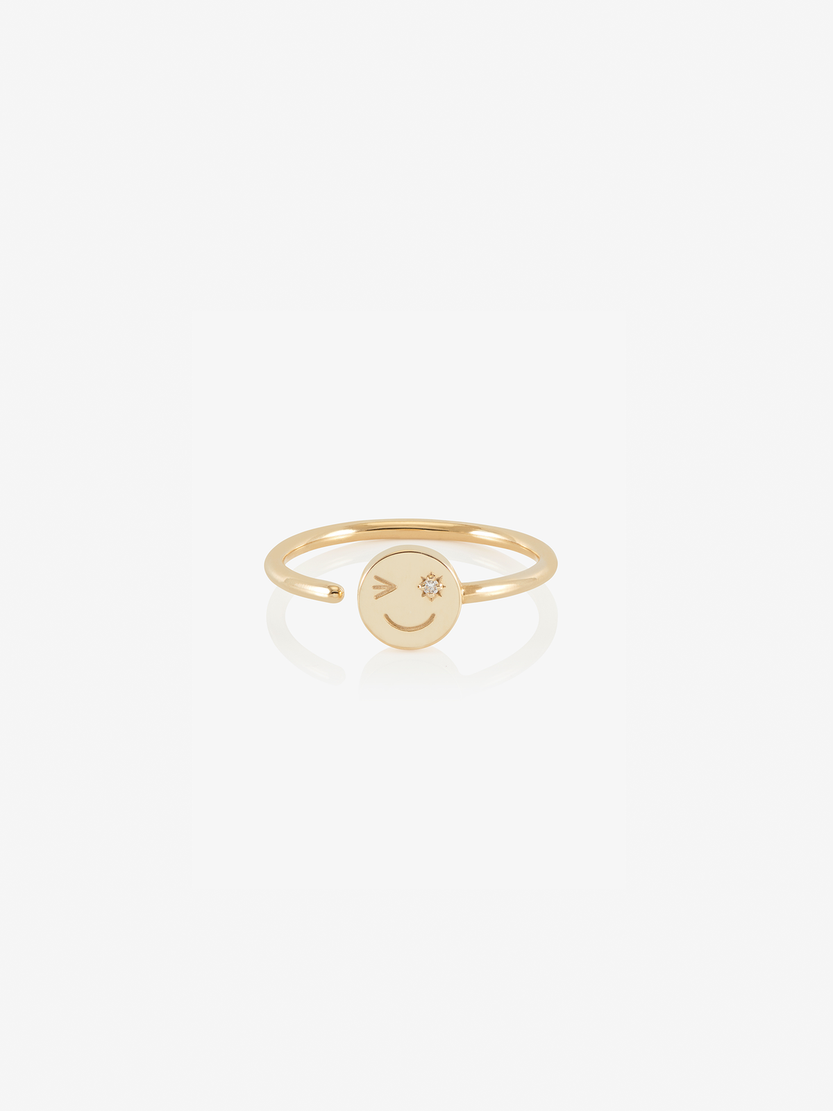 Solid Gold and Diamond Happy Face Ring