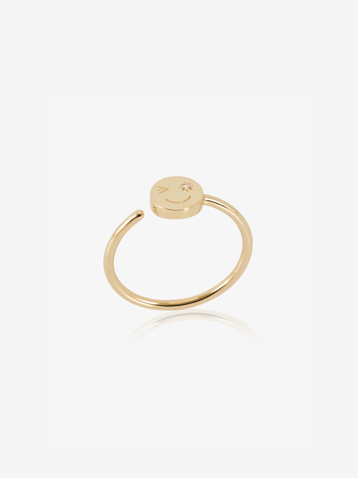 Solid Gold and Diamond Happy Face Ring