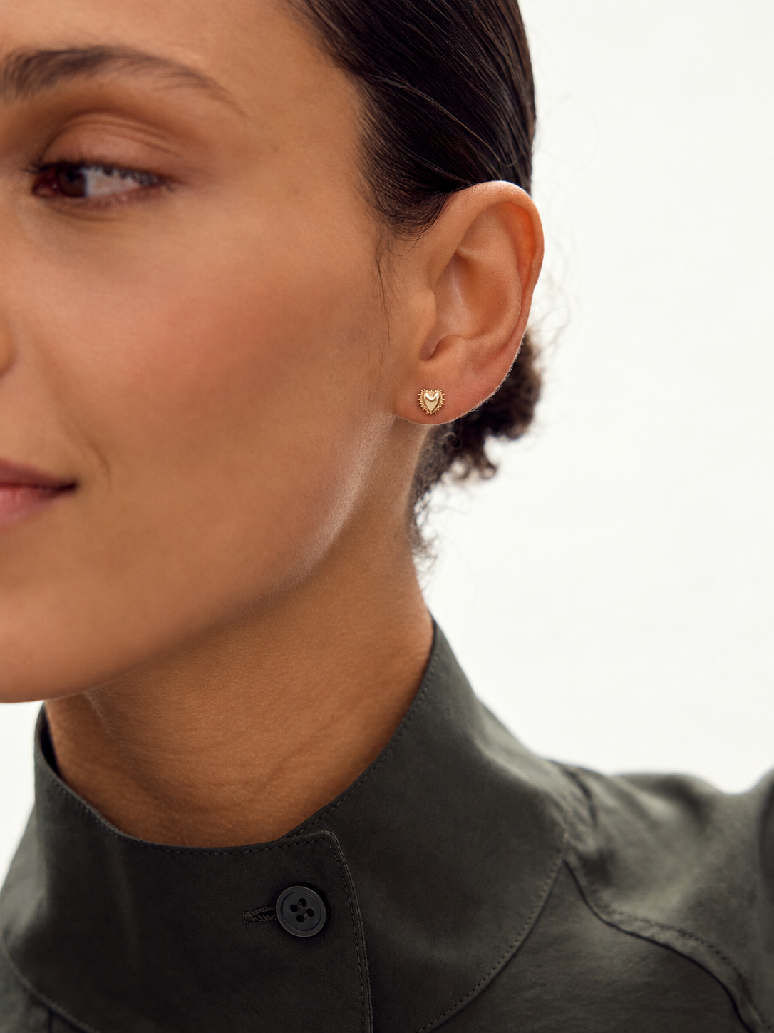 Solid Gold Electric Deco Heart Earrings