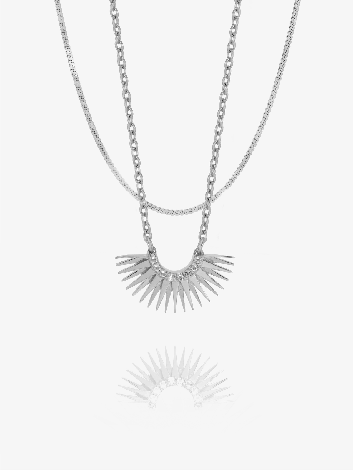 Mini Rising Sun and Serpentine Layered Necklace Set