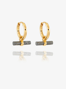 Midnight Shimmer Gemstone T-Bar Huggie Hoops