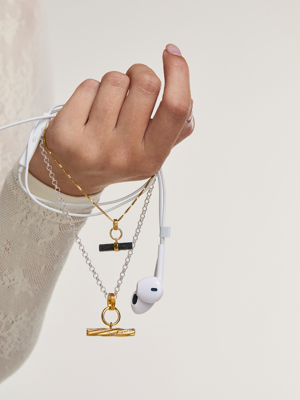Midnight Shimmer Gemstone T-Bar Necklace