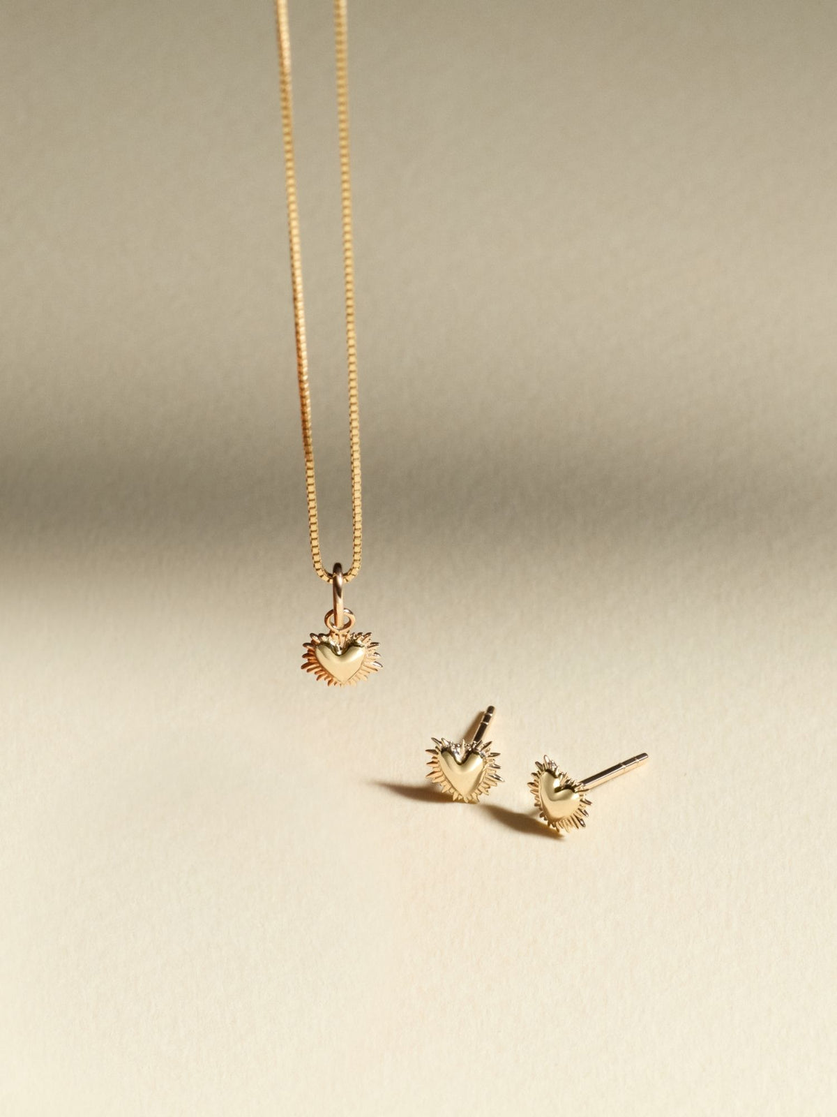 Solid Gold and Diamond Electric Deco Heart Earrings