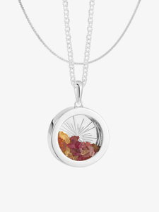 Medium Deco Sun Mixed Birthstone Amulet and Serpentine Chain Layered Set