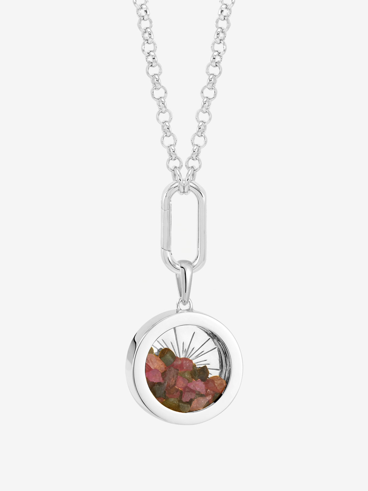 Personalised Mixed Birthstone Hardware Deco Sun Amulet Necklace