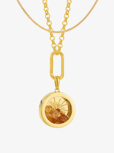 Hardware Deco Sun Mixed Birthstone Amulet and Serpentine Chain Layered Set