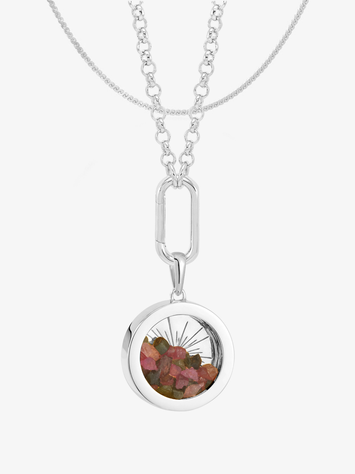 Hardware Deco Sun Mixed Birthstone Amulet and Serpentine Chain Layered Set