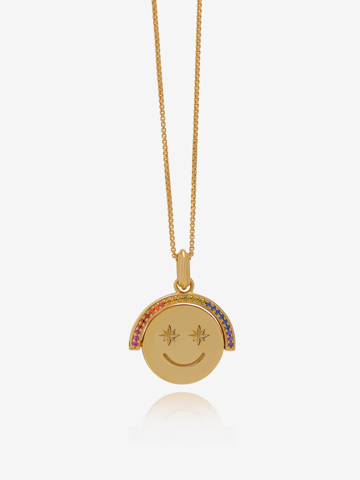 Rainbow Happy Face Spinning Necklace