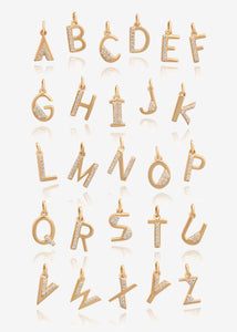 Solid Gold and Diamond Initial Charm