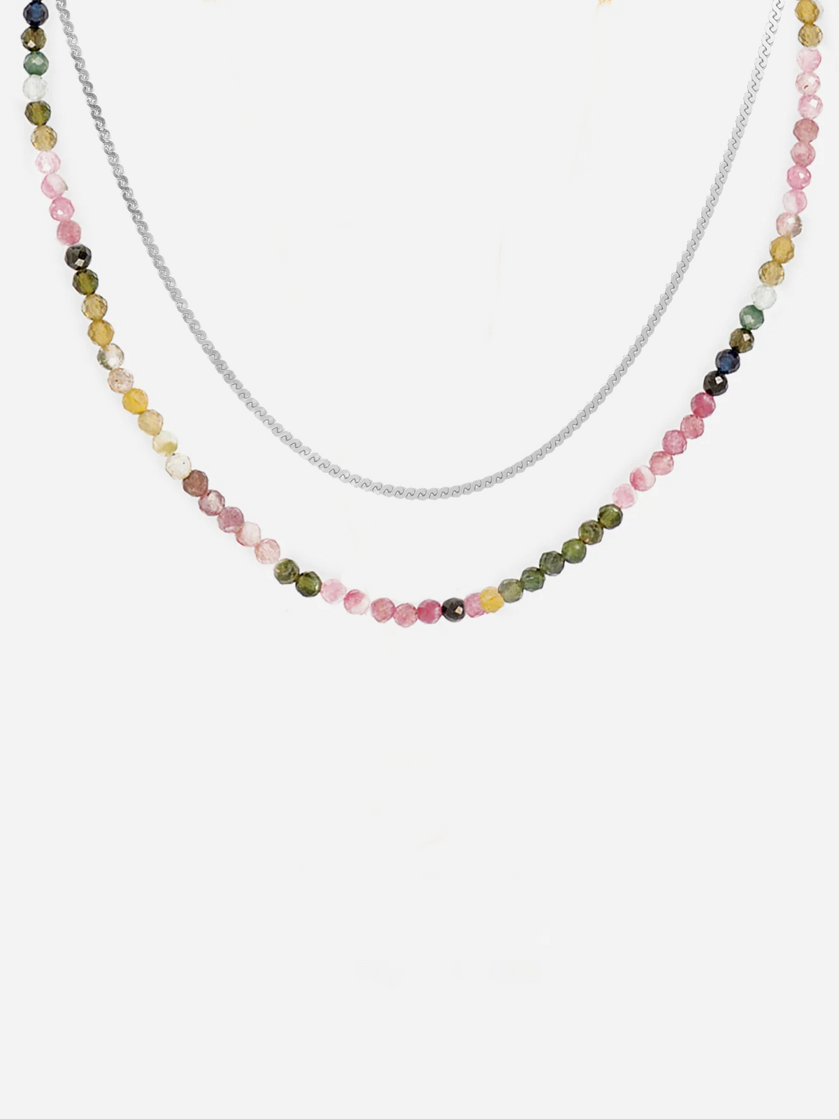 Tourmaline Gemstone and Serpentine Layered Necklace Set