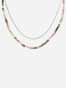 Tourmaline Gemstone and Serpentine Layered Necklace Set
