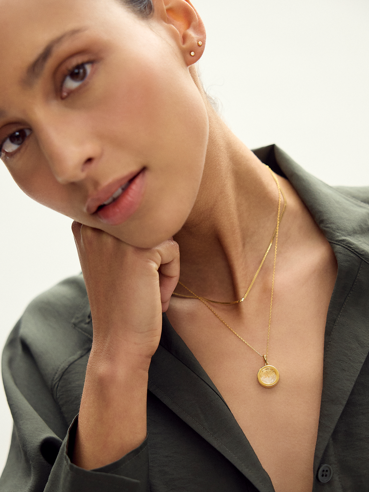 Small Deco Sun Birthstone Amulet Necklace