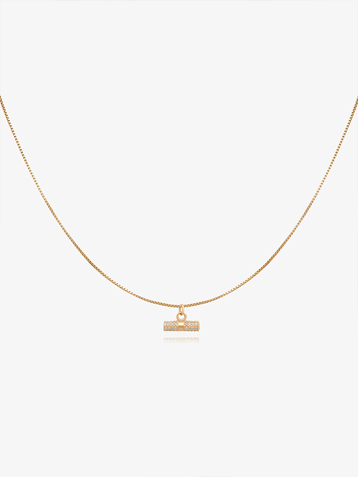 Solid Gold and Diamond T-Bar Necklace
